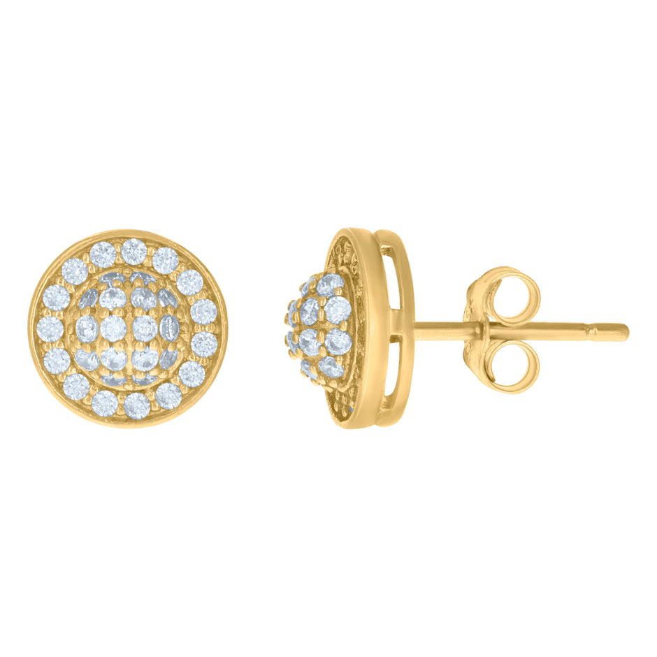 10kt Yellow Gold Mens Cubic-Zirconia Round Fashion Stud Earrings