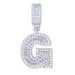 925 Sterling Silver Unisex Round & Baguette Cubic-Zirconia Initial Alphabet G Pendant Charm