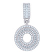 925 Sterling Silver Unisex Round & Baguette Cubic-Zirconia Initial Alphabet O Pendant Charm
