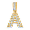 925 Sterling Silver Unisex Round & Baguette Cubic-Zirconia Initial Alphabet A Pendant Charm