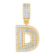 925 Sterling Silver Unisex Round & Baguette Cubic-Zirconia Initial Alphabet D Pendant Charm