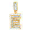 925 Sterling Silver Unisex Round & Baguette Cubic-Zirconia Initial Alphabet E Pendant Charm