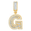 925 Sterling Silver Unisex Round & Baguette Cubic-Zirconia Initial Alphabet G Pendant Charm