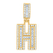 925 Sterling Silver Unisex Round & Baguette Cubic-Zirconia Initial Alphabet H Pendant Charm