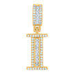 925 Sterling Silver Unisex Round & Baguette Cubic-Zirconia Initial Alphabet I Pendant Charm