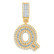 925 Sterling Silver Unisex Round & Baguette Cubic-Zirconia Initial Alphabet Q Pendant Charm