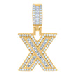 925 Sterling Silver Unisex Round & Baguette Cubic-Zirconia Initial Alphabet X Pendant Charm