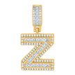 925 Sterling Silver Unisex Round & Baguette Cubic-Zirconia Initial Alphabet Z Pendant Charm