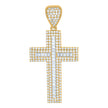 10kt Yellow Gold Mens Baguette Round Cubic-Zirconia Cross Religious Charm Pendant