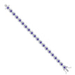 925 Sterling Silver Womens Purple White Heart Round Cubic-Zirconia Heart Link Fashion Bracelet Size 7.5 Inches