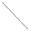 925 Sterling Silver Womens Pink White Heart Round Cubic-Zirconia Heart Link Fashion Bracelet Size 7.5 Inches