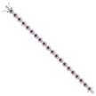 925 Sterling Silver Womens Red White Heart Round Cubic-Zirconia Heart Link Fashion Bracelet Size 7.5 Inches