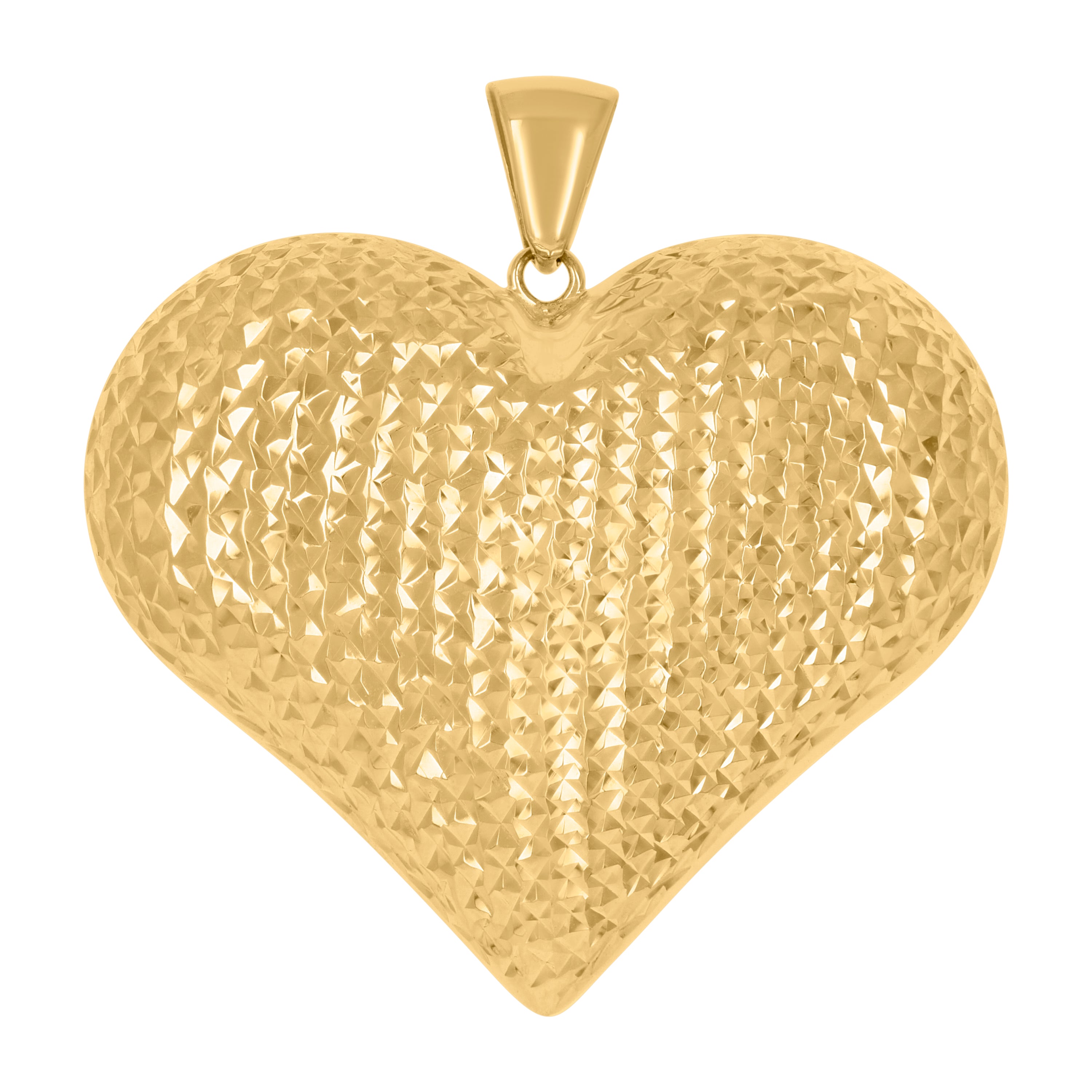 10kt Yellow Gold Womens Diamond-Cut Love Heart Charm Pendant