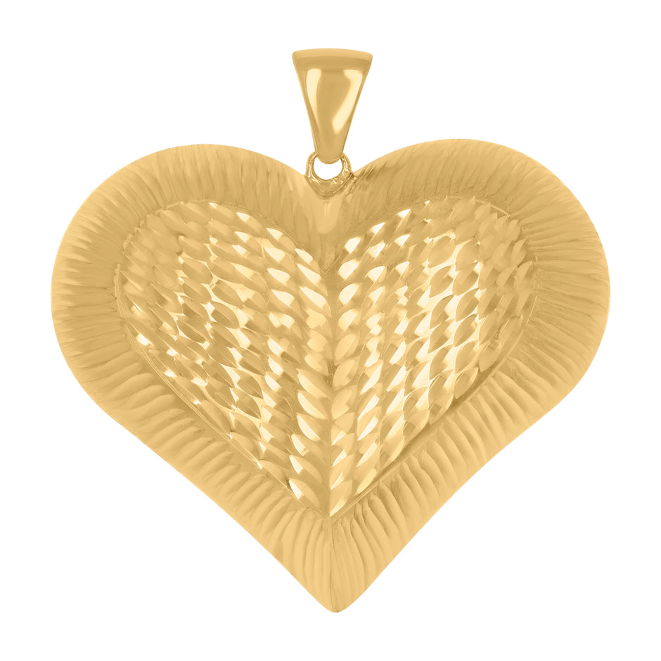 10kt Yellow Gold Womens Love Heart Charm Pendant