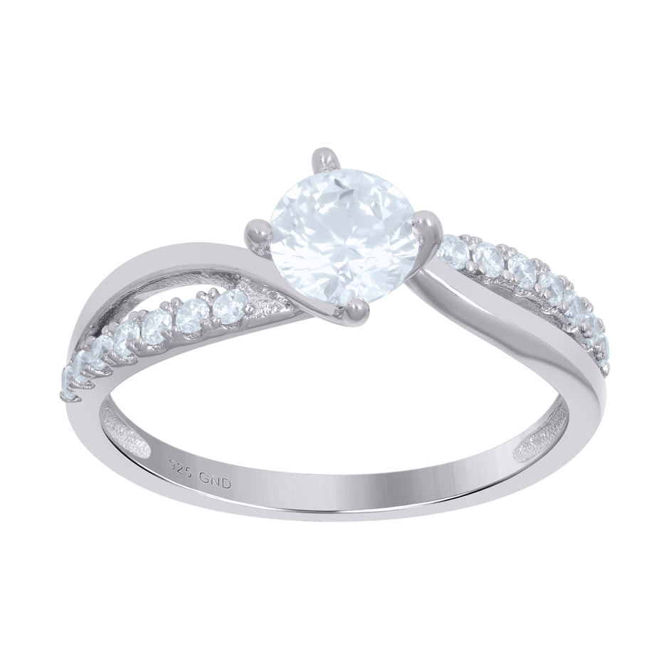 925 Sterling Silver Womens Cubic-Zirconia Engagement Ring Size 5