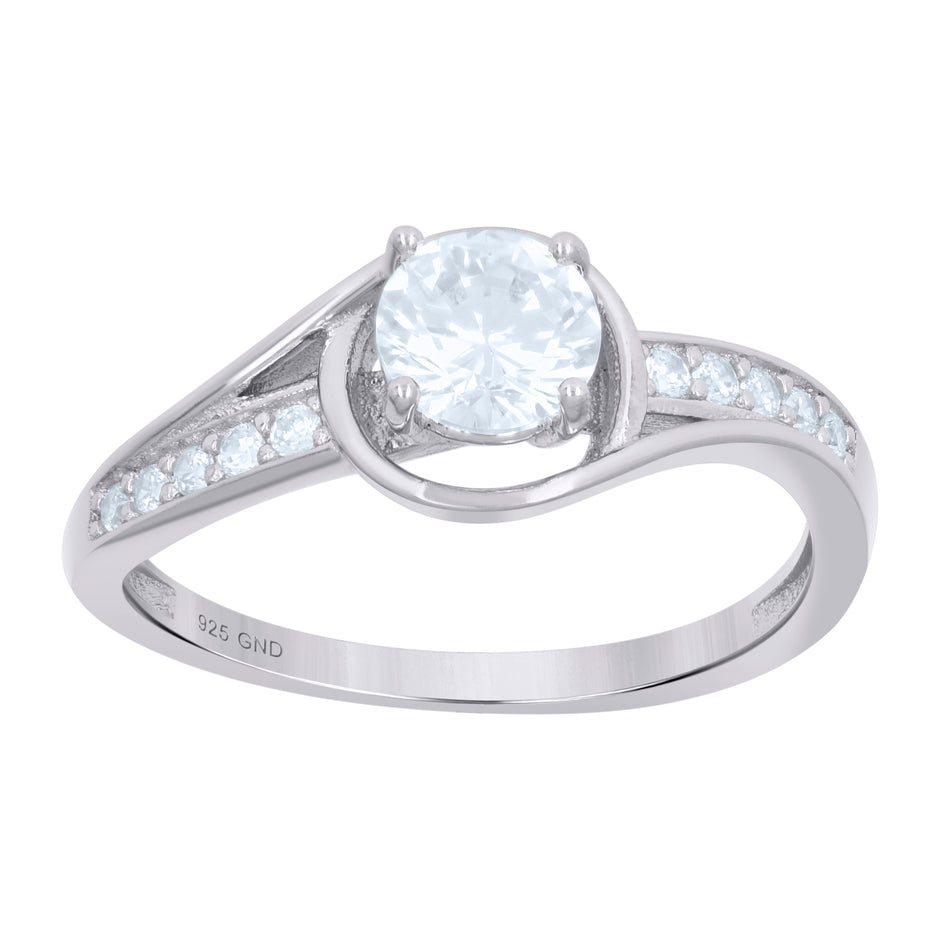 925 Sterling Silver Womens Cubic-Zirconia Fashion Ring Size 6 - SLV-114221