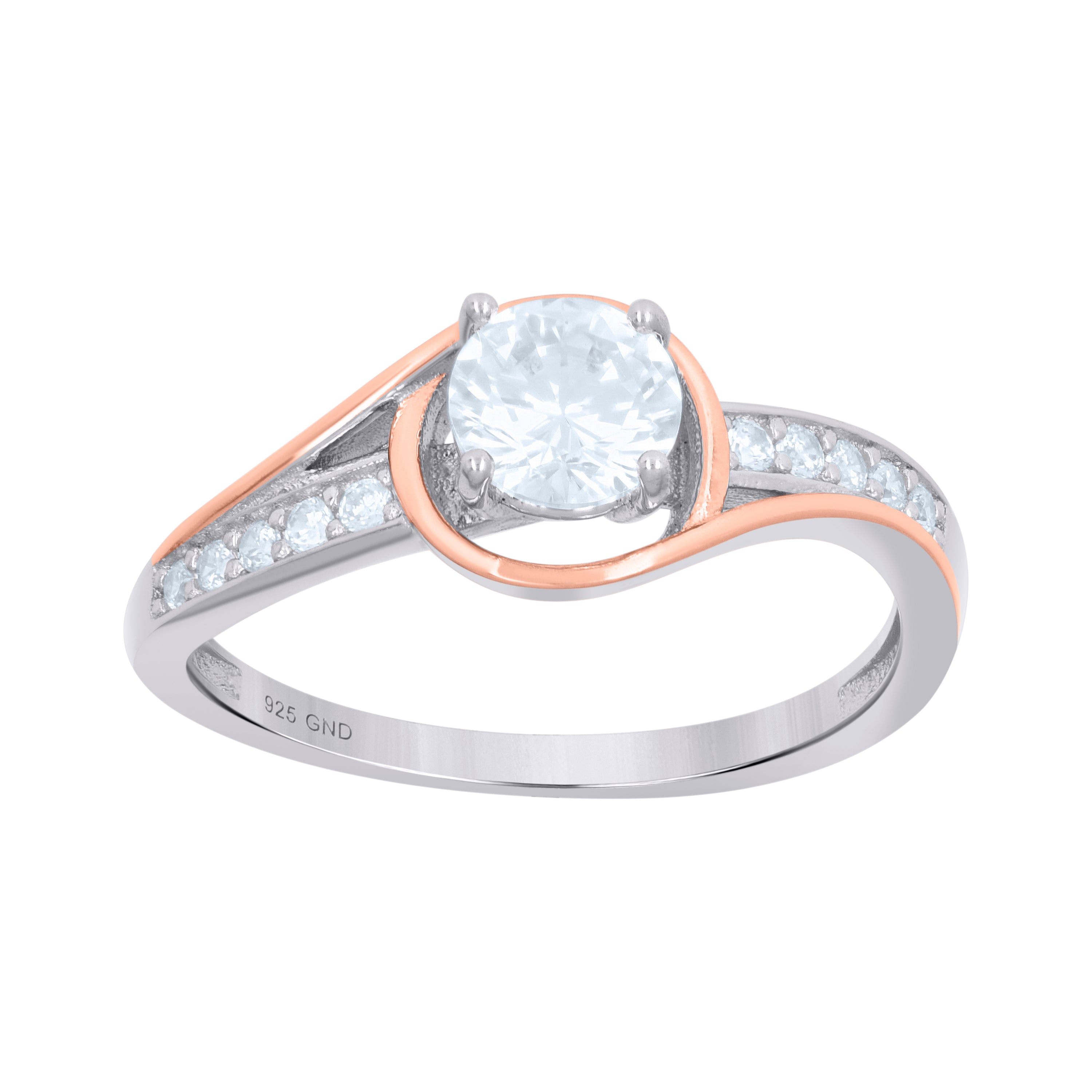925 Sterling Silver Rose-Tone Womens Cubic-Zirconia Fashion Ring Size 8 - SLV-114229