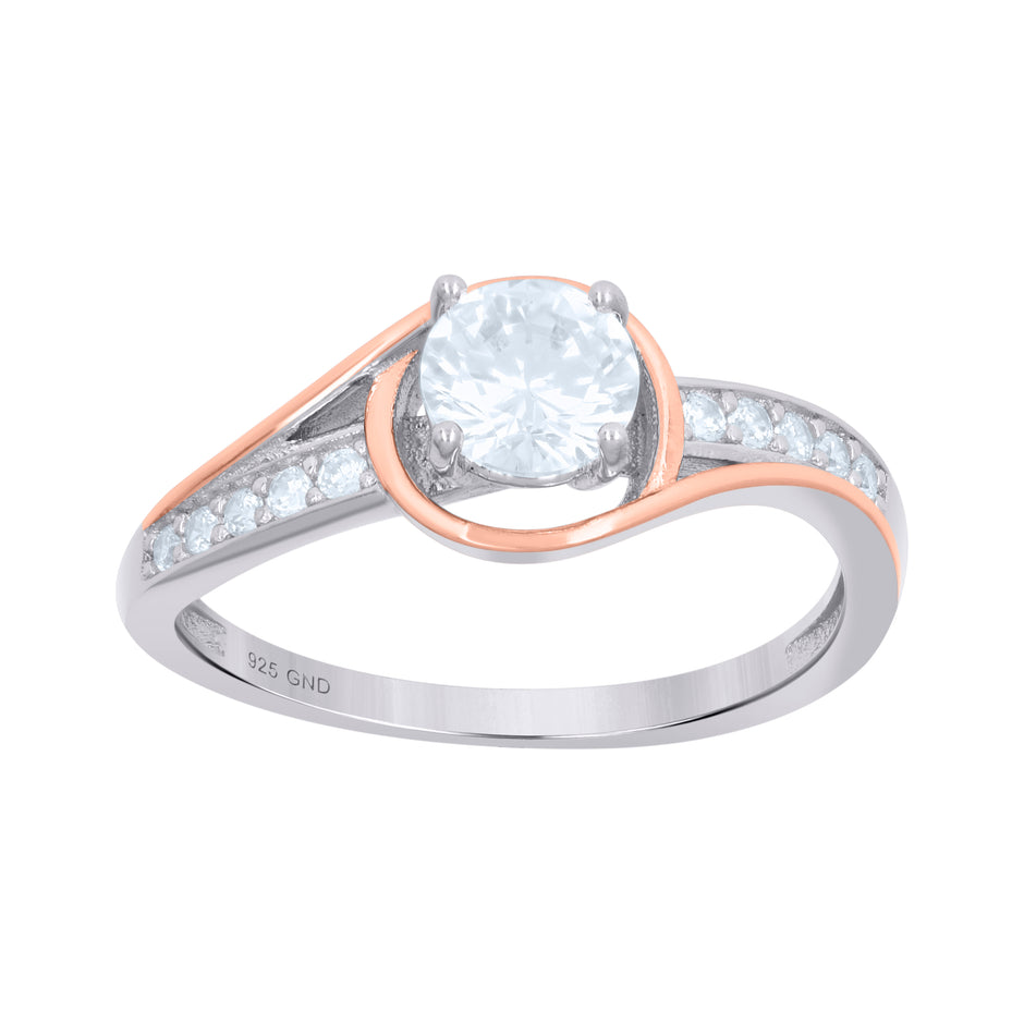 925 Sterling Silver Rose-Tone Womens Cubic-Zirconia Fashion Ring Size 8 - SLV-114229