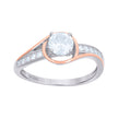 925 Sterling Silver Rose-Tone Womens Cubic-Zirconia Fashion Ring Size 8 - SLV-114229