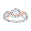 925 Sterling Silver Rose-Tone Womens Cubic-Zirconia Fashion Ring Size 5