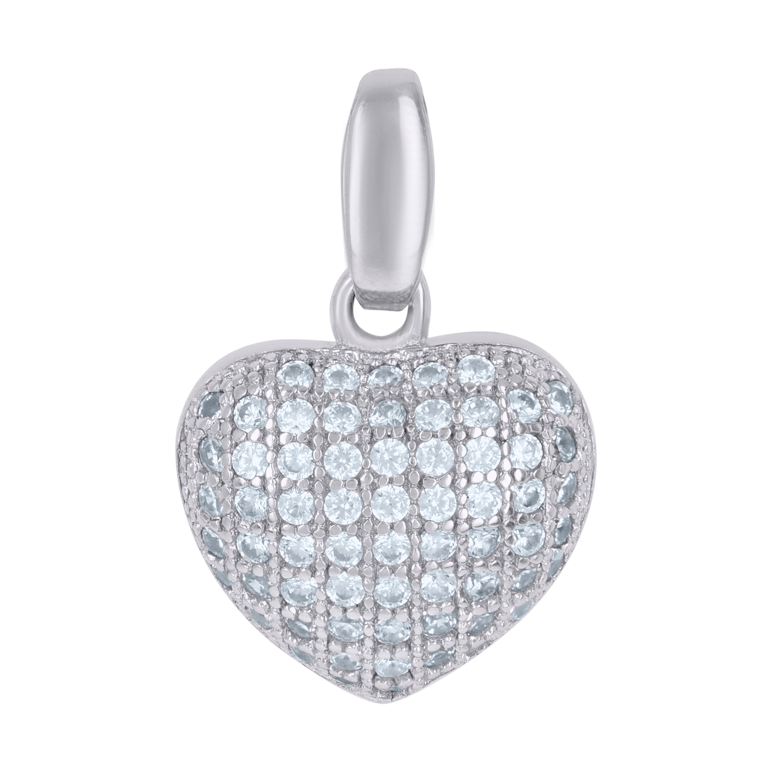 925 Sterling Silver Womens Cubic-Zirconia Heart Charm Pendant
