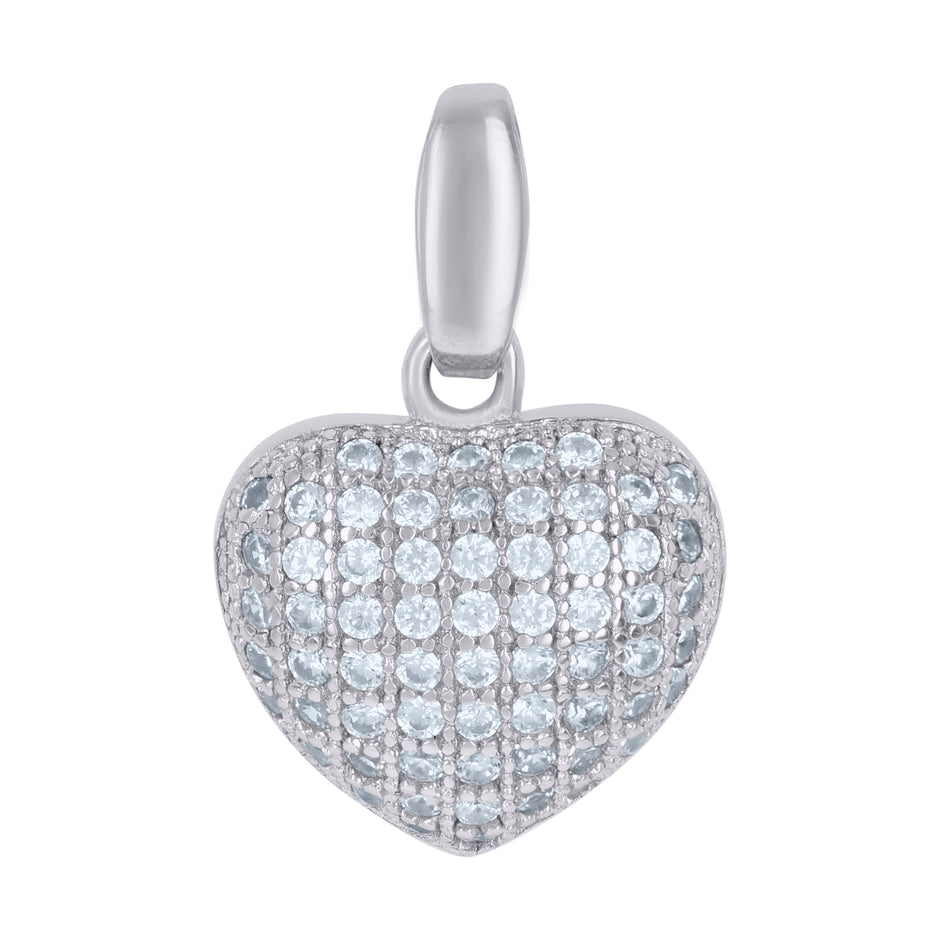 925 Sterling Silver Womens Cubic-Zirconia Heart Charm Pendant
