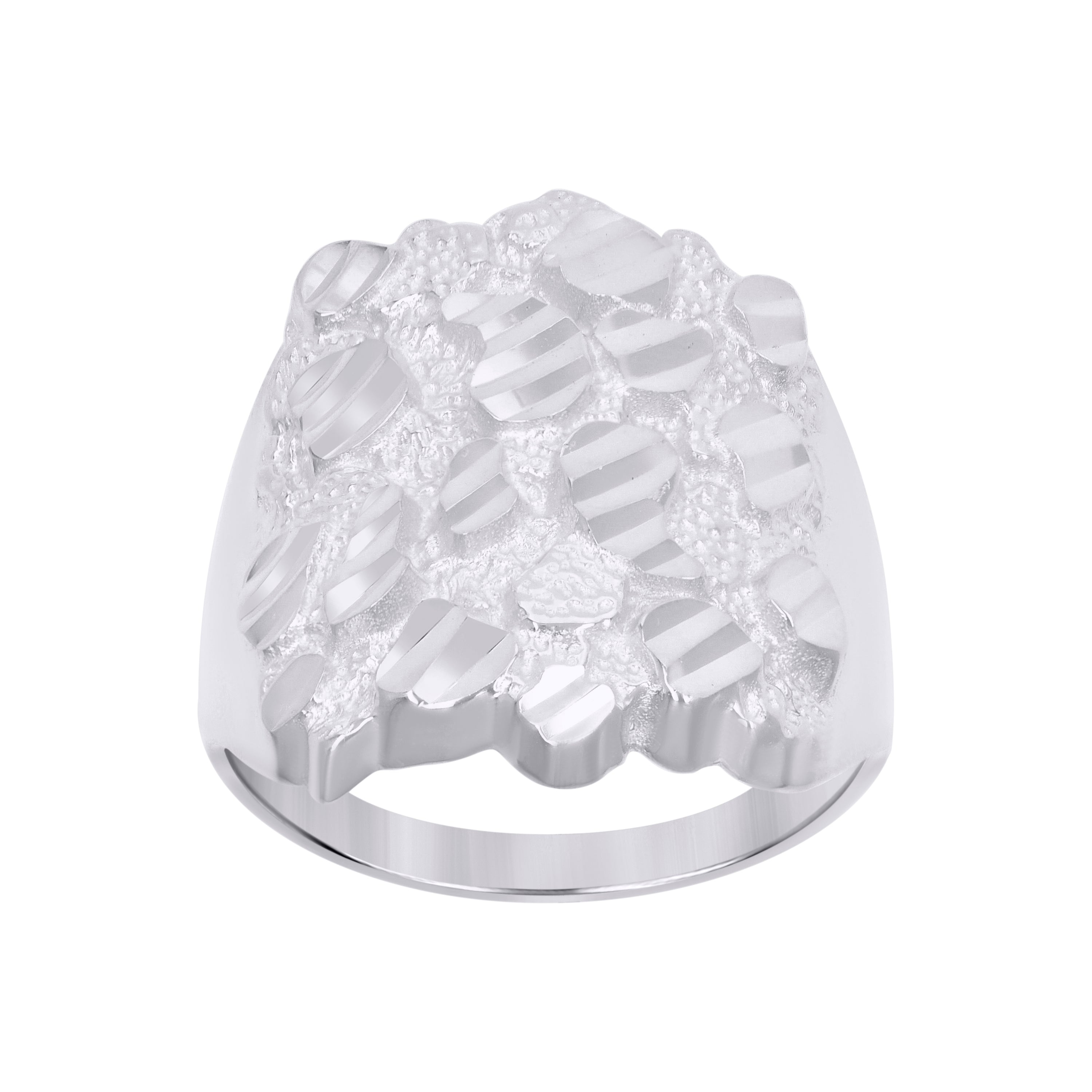 925 Sterling Silver Mens Diamond-Cut Nugget Fashion Ring Size 8