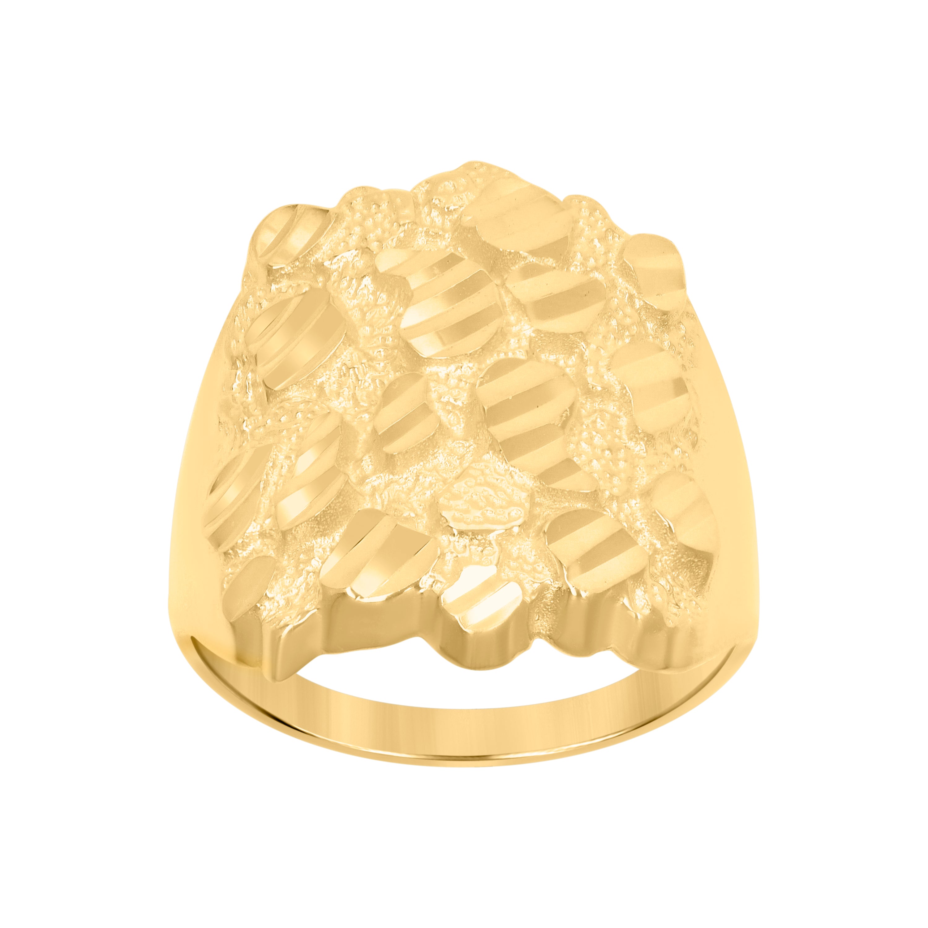 925 Sterling Silver Yellow-Tone Mens Diamond-Cut Nugget Fashion Ring Size 9
