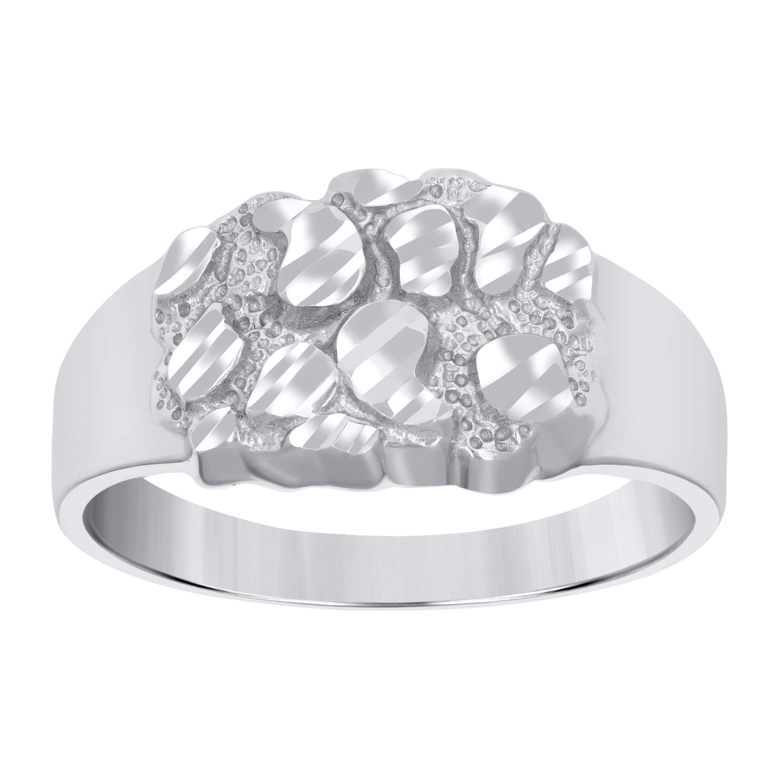 925 Sterling Silver Womens Diamond-Cut Nugget Ring Size 9 - SLV-114677