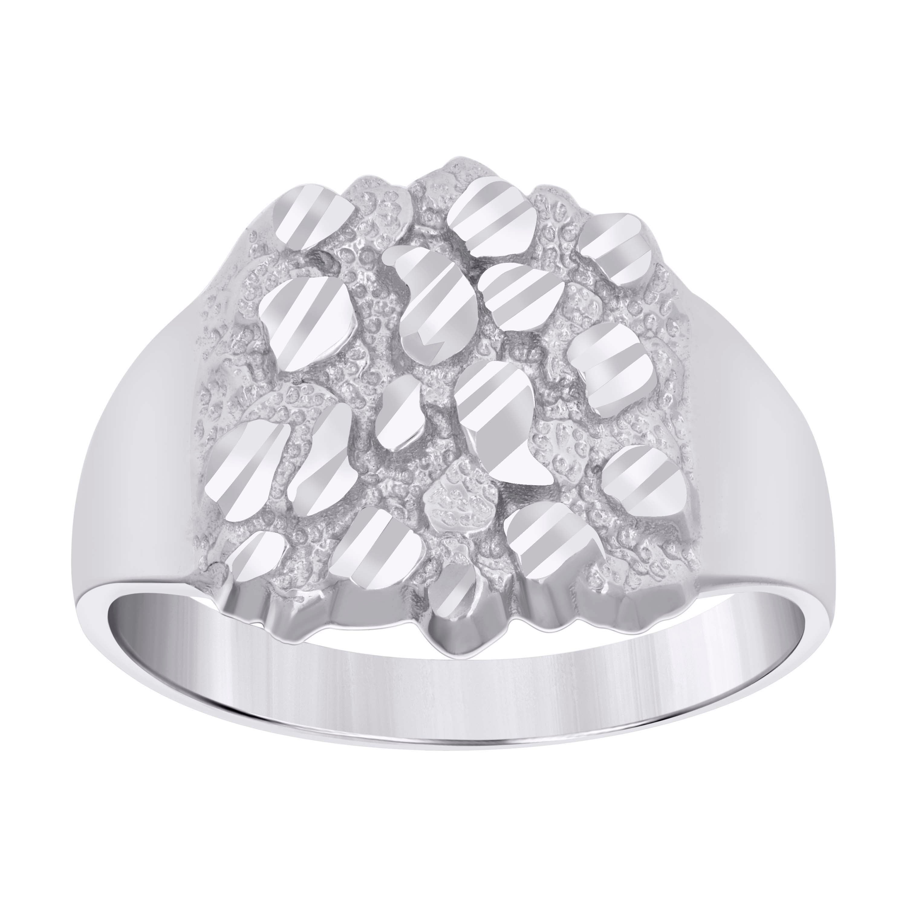 925 Sterling Silver Womens Diamond-Cut Nugget Ring Size 9 - SLV-114684