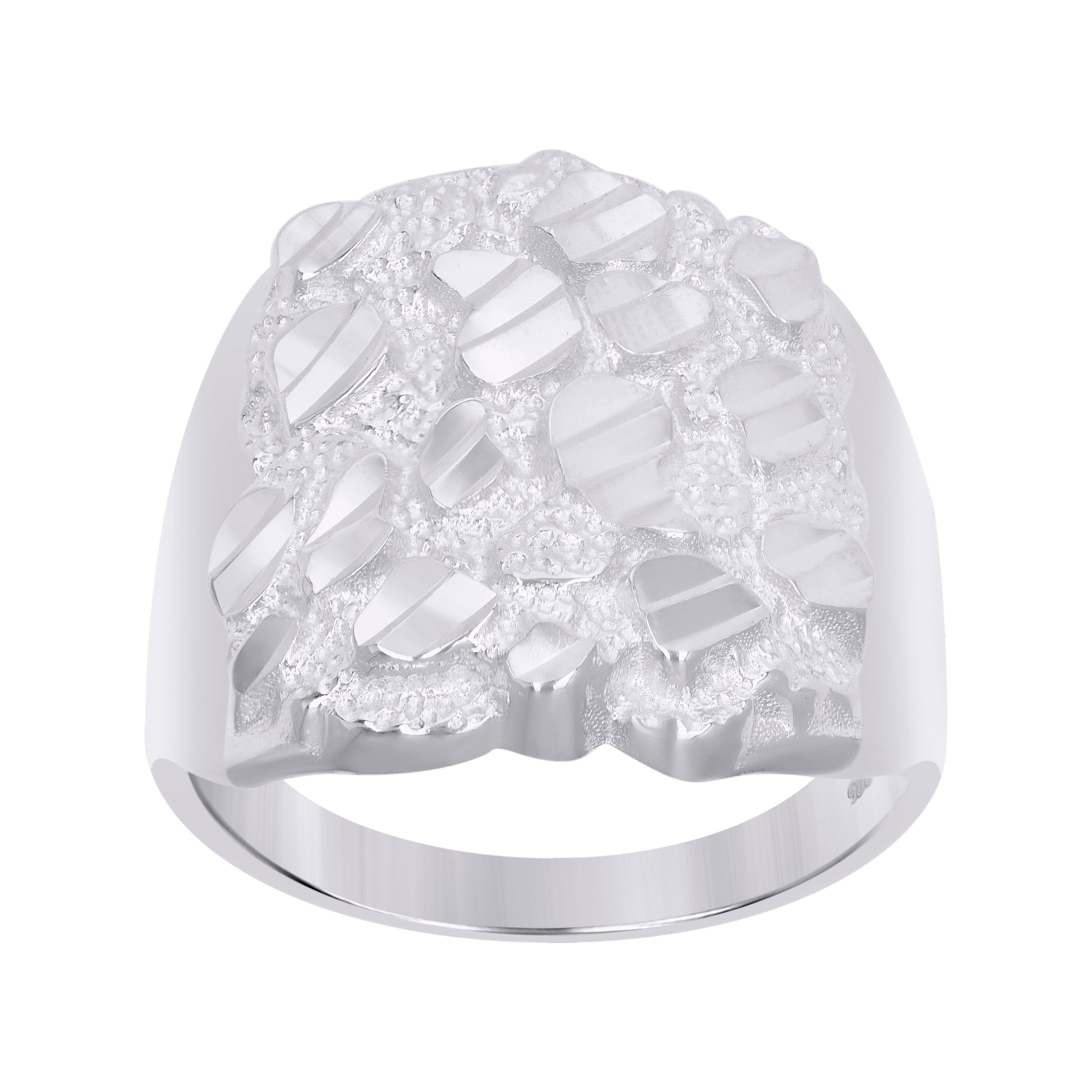 925 Sterling Silver Mens Diamond-Cut Nugget Fashion Ring Size 12 - SLV-114694
