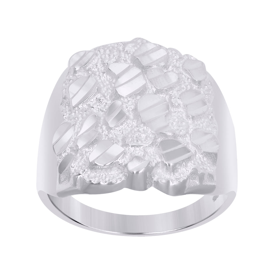 925 Sterling Silver Mens Diamond-Cut Nugget Fashion Ring Size 12 - SLV-114694