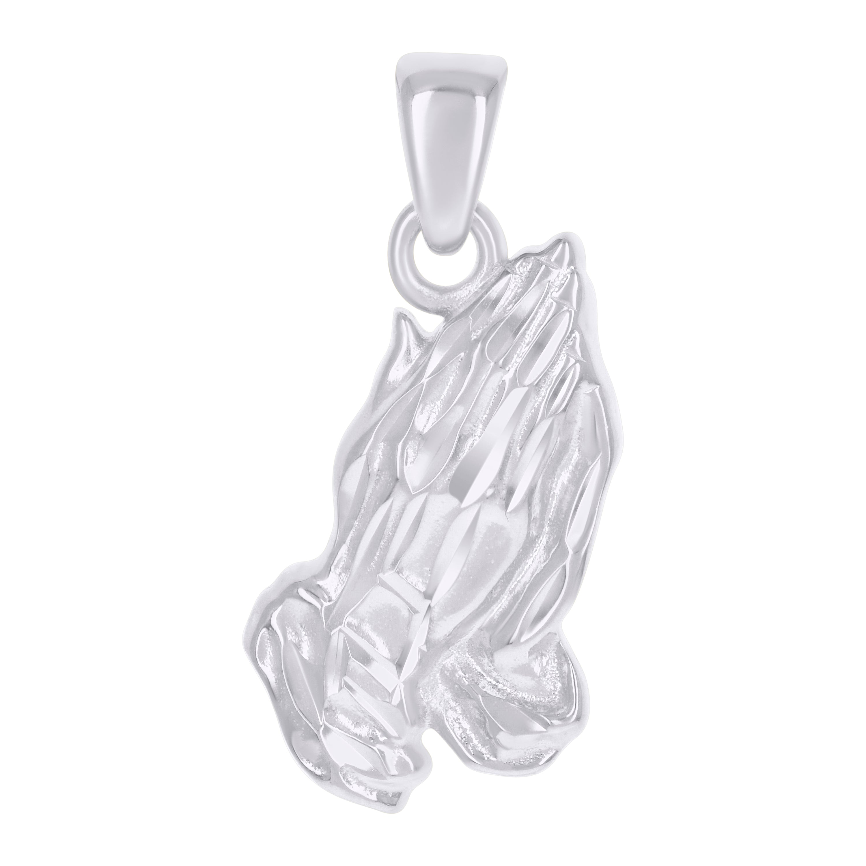 925 Sterling Silver Mens Praying Hands Symbol Religious Charm Pendant