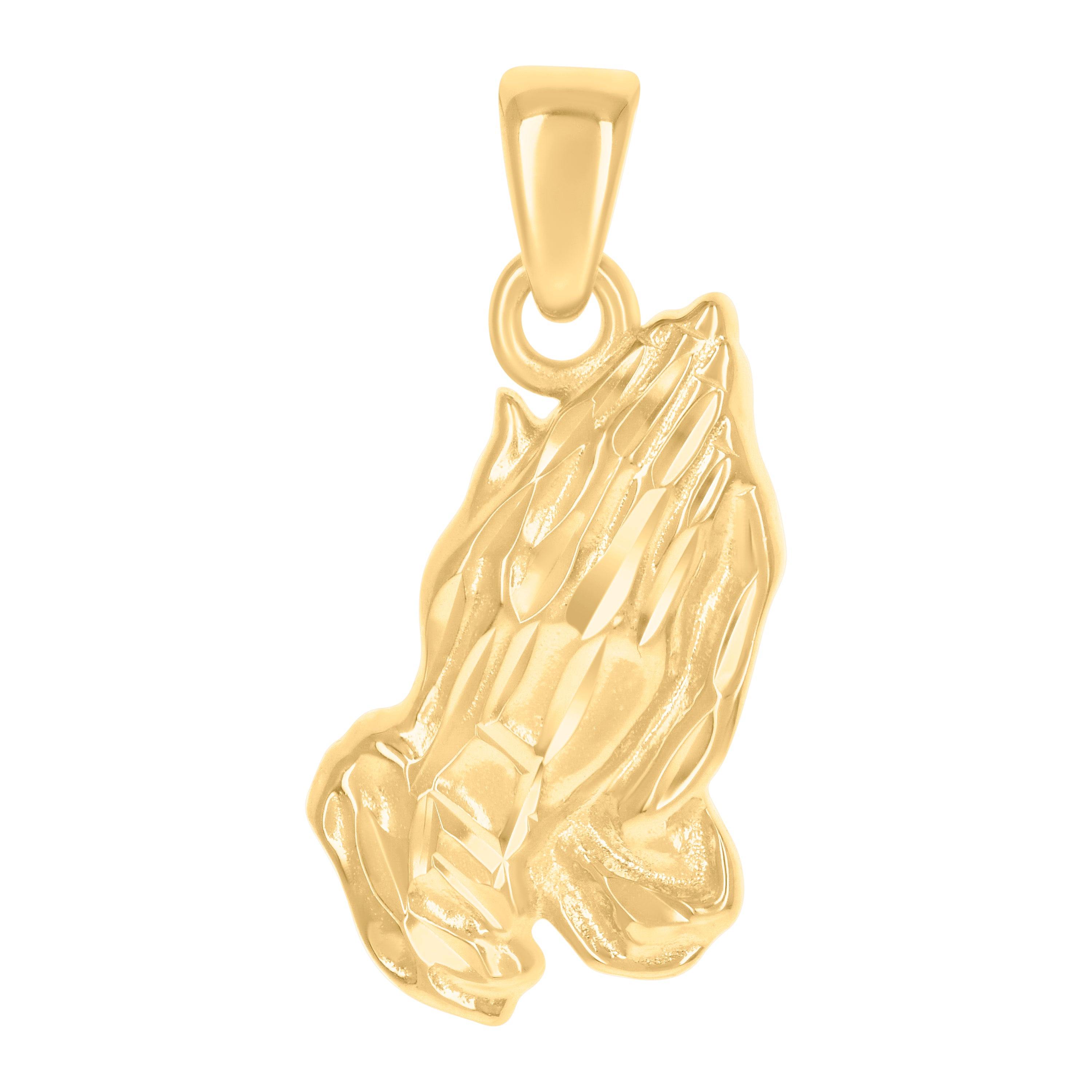 925 Sterling Silver Yellow-Tone Mens Praying Hands Symbol Religious Charm Pendant