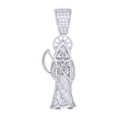 925 Sterling Silver Mens Cubic-Zirconia Grim Reaper Death Angel Religious Charm Pendant