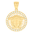 10kt Yellow Gold Mens Cubic-Zirconia Medusa Egyptian Charm Pendant