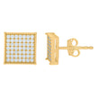 10kt Yellow Gold Mens Cubic-Zirconia Square Stud Earrings