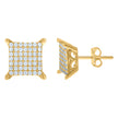 10kt Yellow Gold Mens Cubic-Zirconia Square Stud Earrings