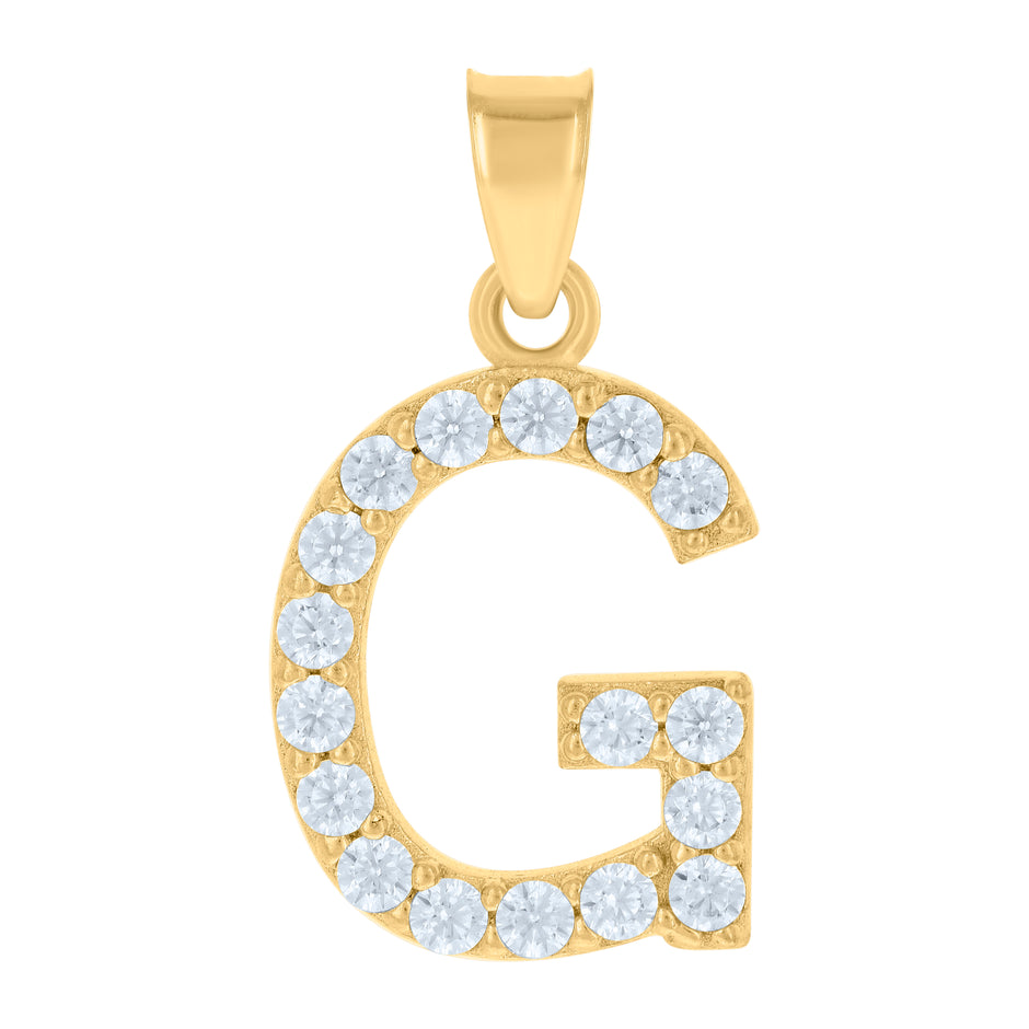 10kt Yellow Gold Unisex Cubic-Zirconia Initial Alphabet G Charm Pendant