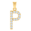 10kt Yellow Gold Unisex Cubic-Zirconia Initial Alphabet P Charm Pendant