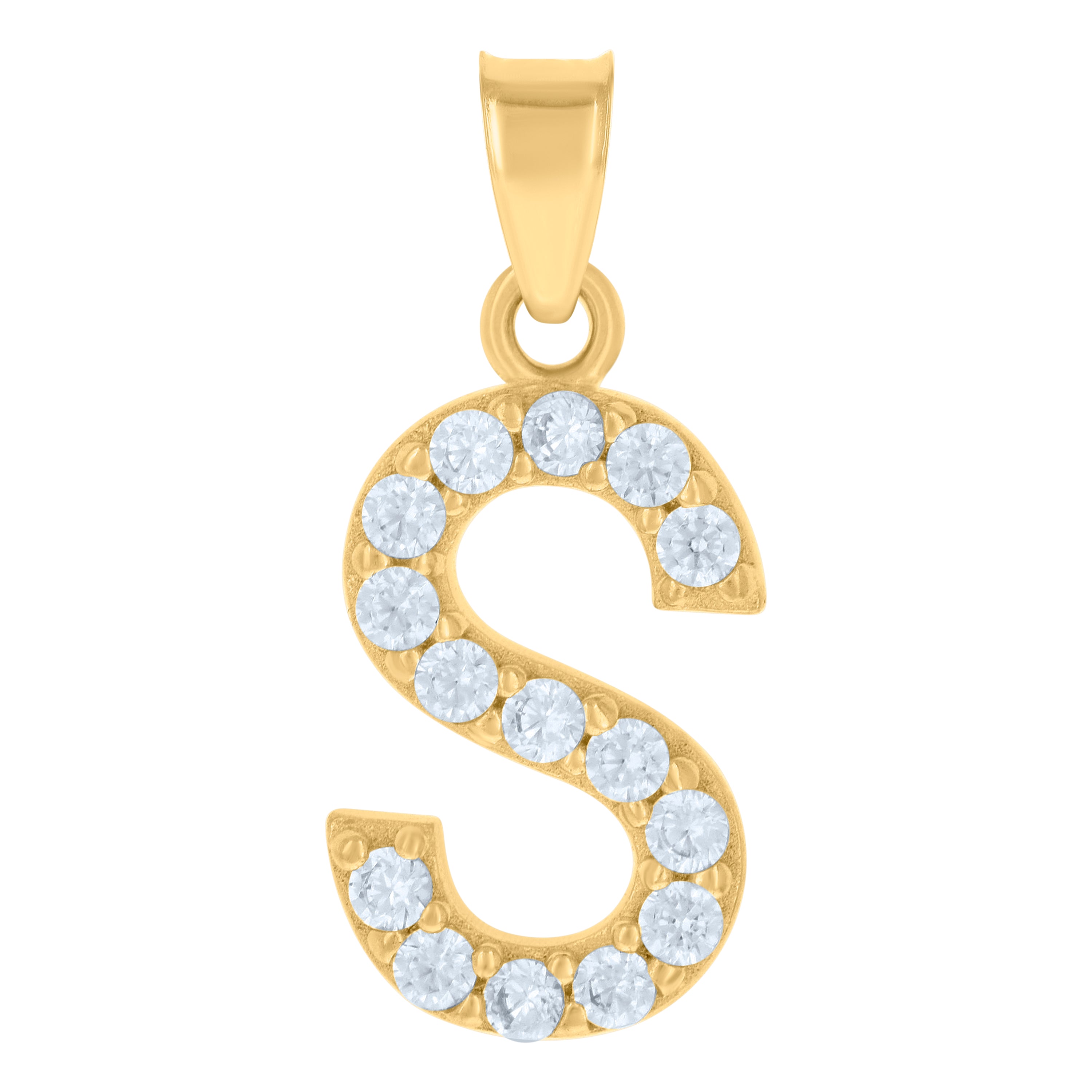 10kt Yellow Gold Unisex Cubic-Zirconia Initial Alphabet S Charm Pendant