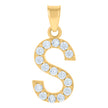 10kt Yellow Gold Unisex Cubic-Zirconia Initial Alphabet S Charm Pendant