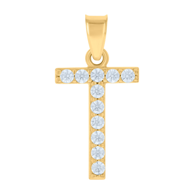 10Kt Gold Initial Letter Pendant "T"