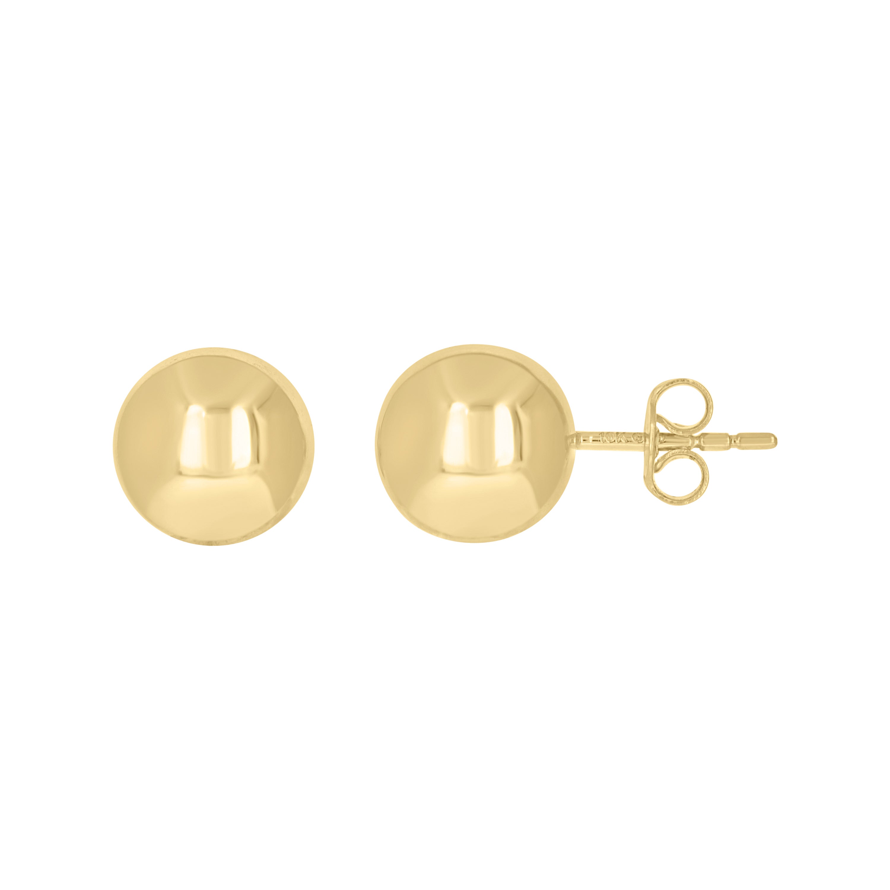 10kt Yellow Gold Womens Ball Stud Earrings 10mm 