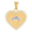 10kt Two-Tone Gold Womens Cubic-Zirconia Medusa Egyptian Heart Pendant