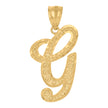 10Kt Yellow Gold Unisex Diamond-Cut Floral Initial Letter Alphabet G Charm Pendant