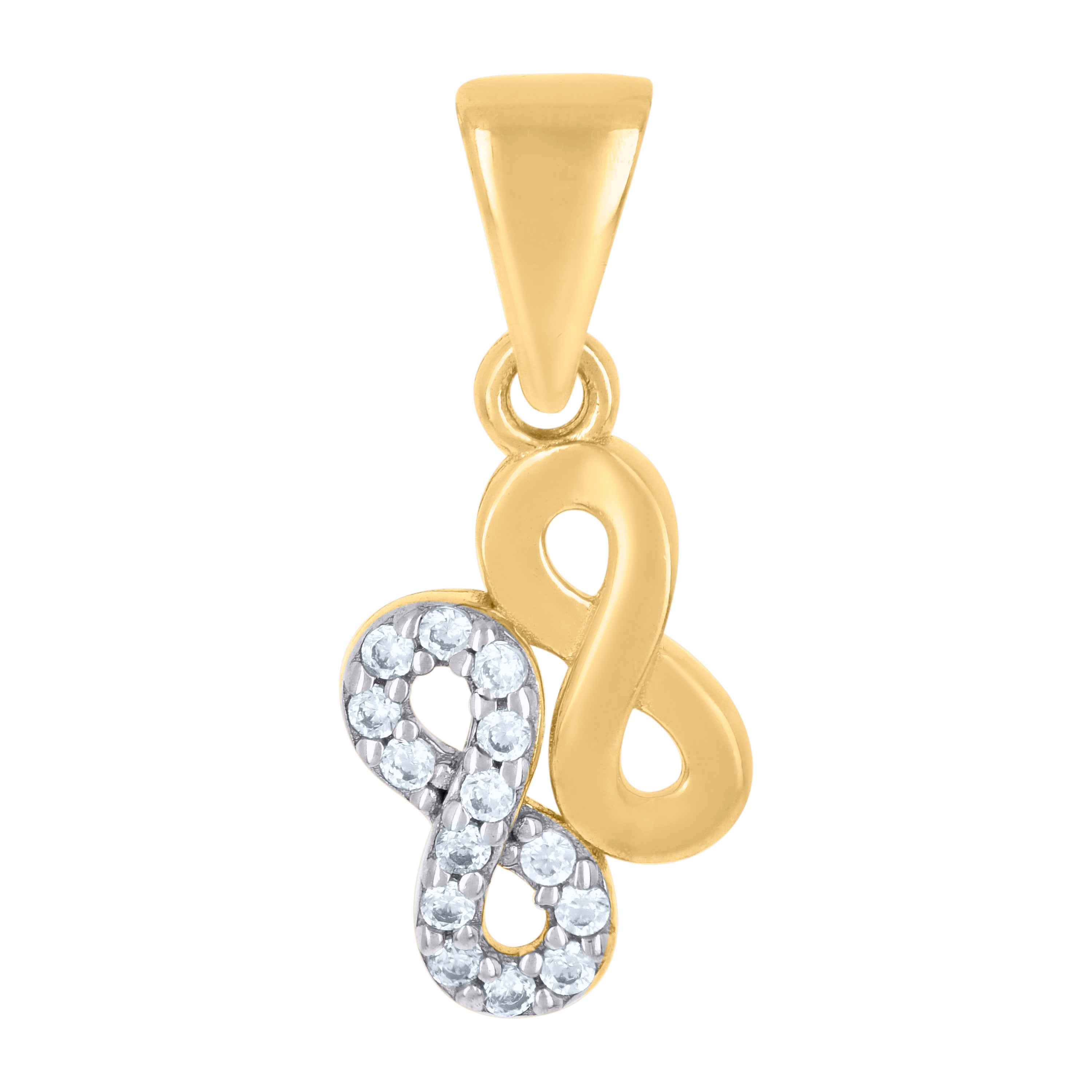 14Kt Two-Tone Gold Womens Cubic-Zirconia Infinity Love Symbol Charm Pendant