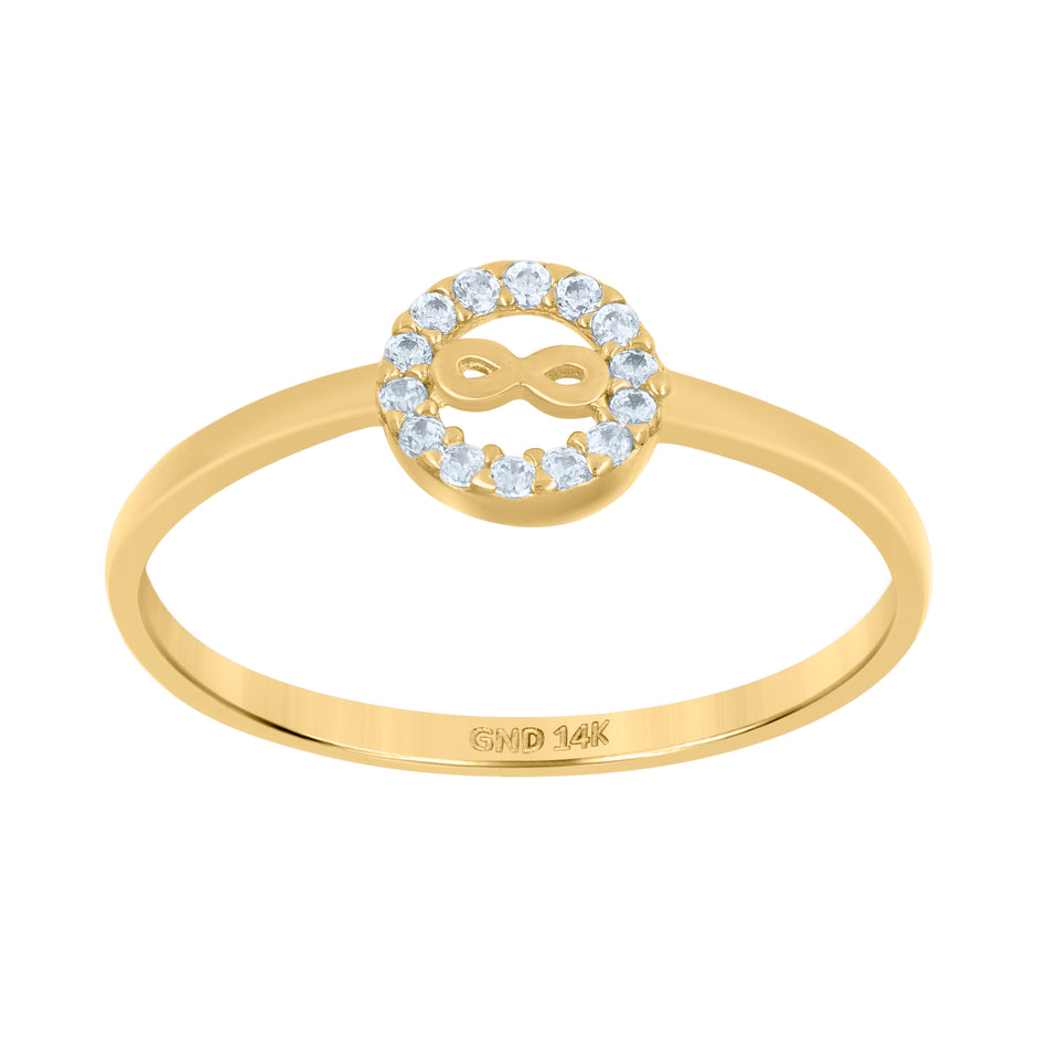 14kt Yellow Gold Womens Cubic-Zirconia Infinity Symbol Ring