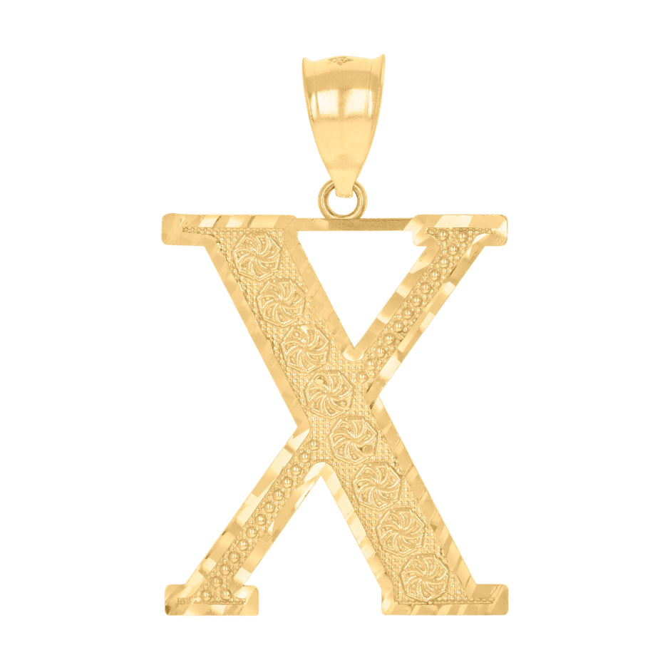 10kt Yellow Gold Unisex X Alphabet Initials Charm Pendant