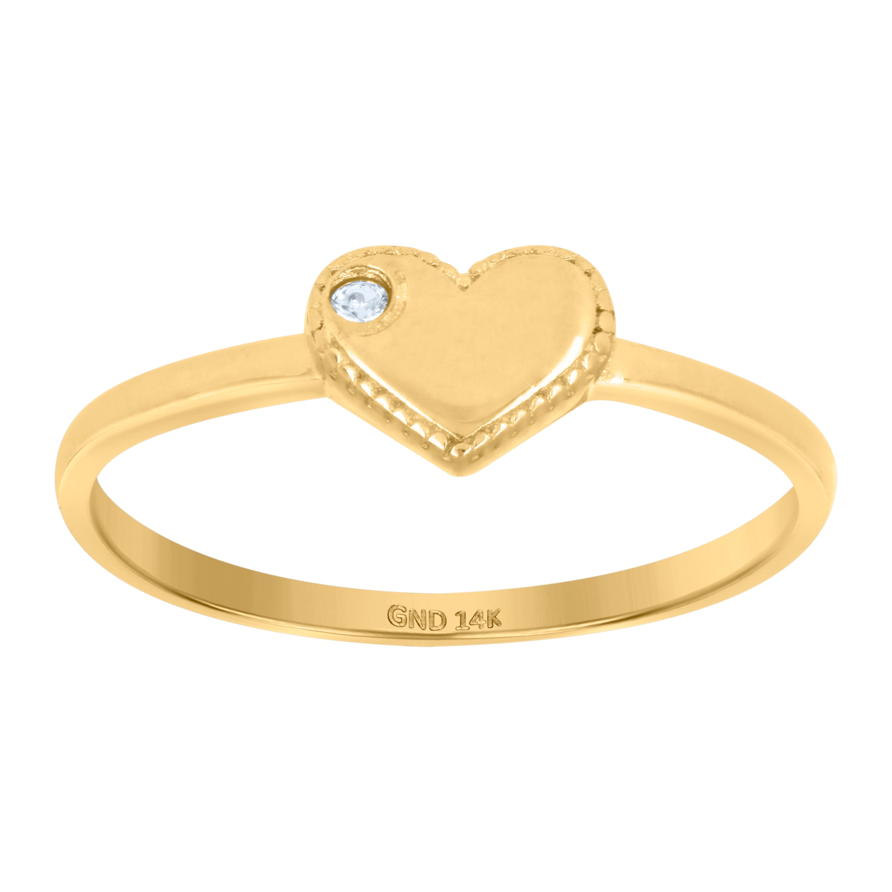 14kt Yellow Gold Womens Cubic-Zirconia Heart Ring